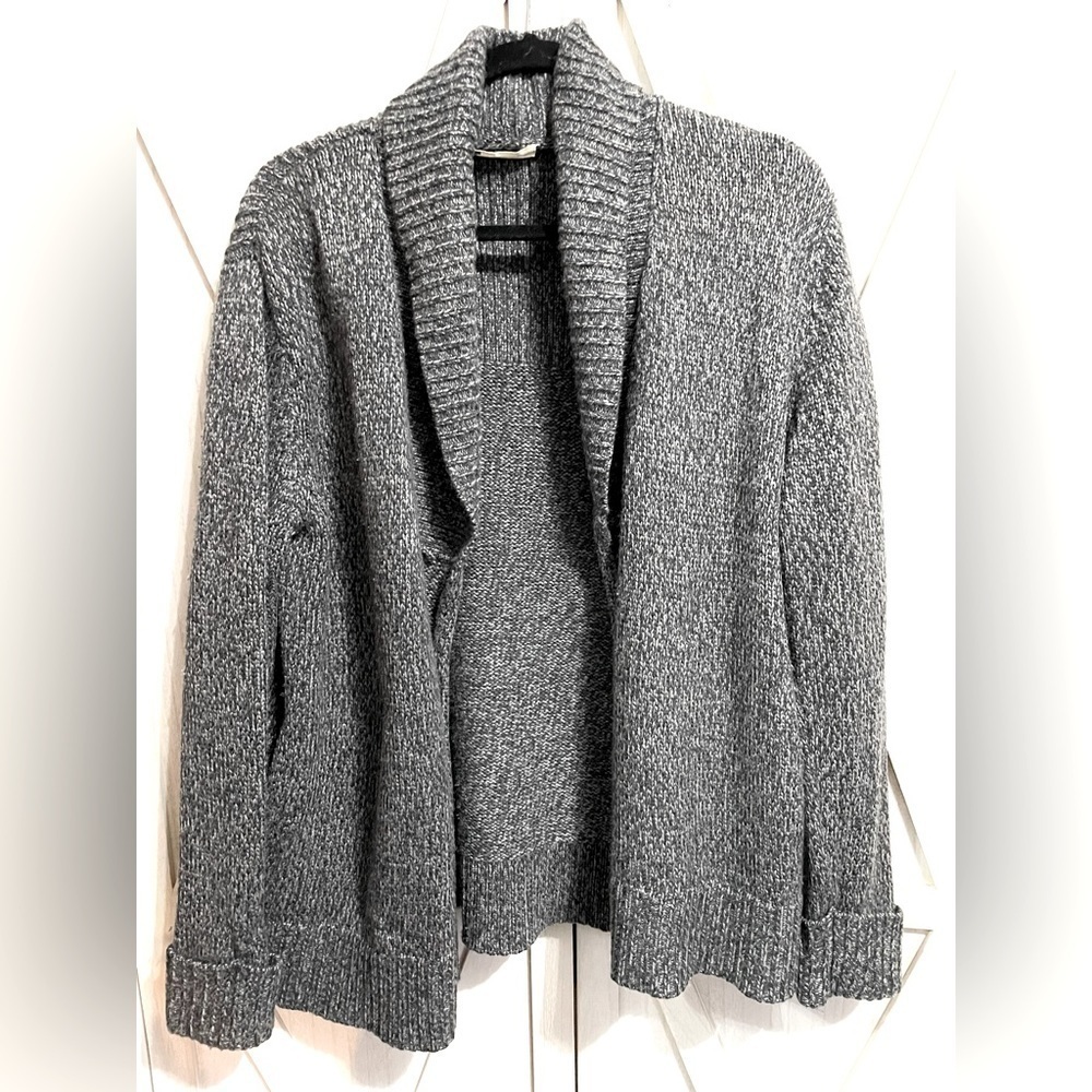 T by Alexander Wang Open Cardigan‎ Shawn Collar Grey Charcoal Sweater Size M
